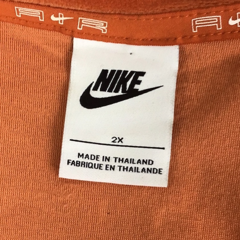 Nike Air All Over Logo 1/4 Zip Velour Long Sleeve Top Size 2X Spice Orange - Picture 9 of 14